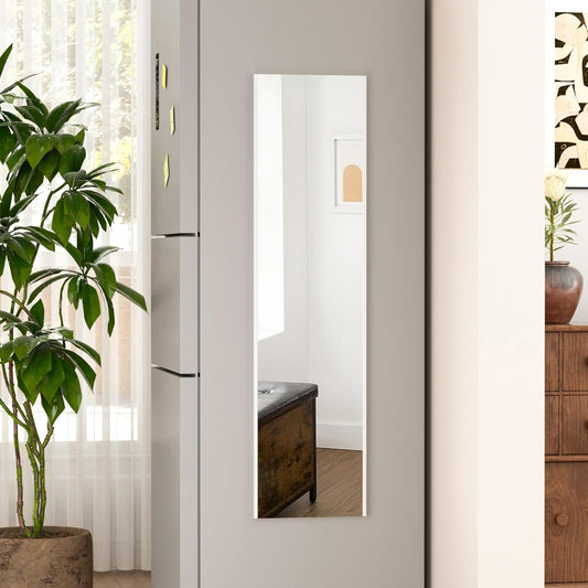 47"x12" Magnetic Mirror Lightweight Full-Length Mirror | Strong Adhesion, Easy Installation | Suitable for Refrigerators, Glass Walls, Wooden Doors, and More | 8.2kg Ultra-Strong Support | White