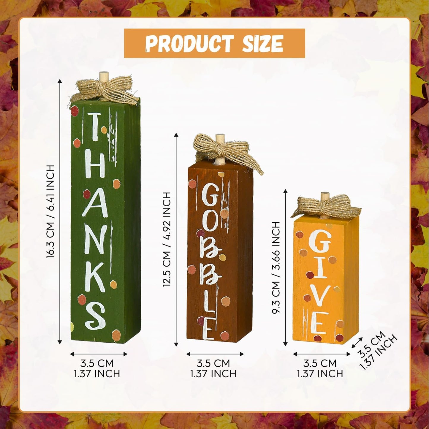 Smile Thanksgiving Decor Indoor Wooden Sign, Give Thanks Gobble Decor for Rustic Farmhouse Home, Thanksgiving Table Tiered Tray Kitchen Decorations.