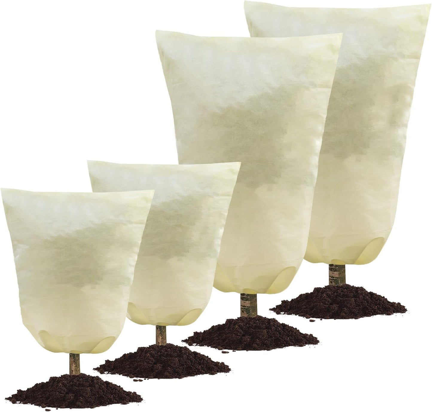 MIXC 4 Packs 2 Size Plant Covers Freeze Protection, Winter Plant Cover Cold Weather Tree Frost Cloth Warm Blankets Shrub Covers for Outdoor Plant （23''×23''+47''×71''）
