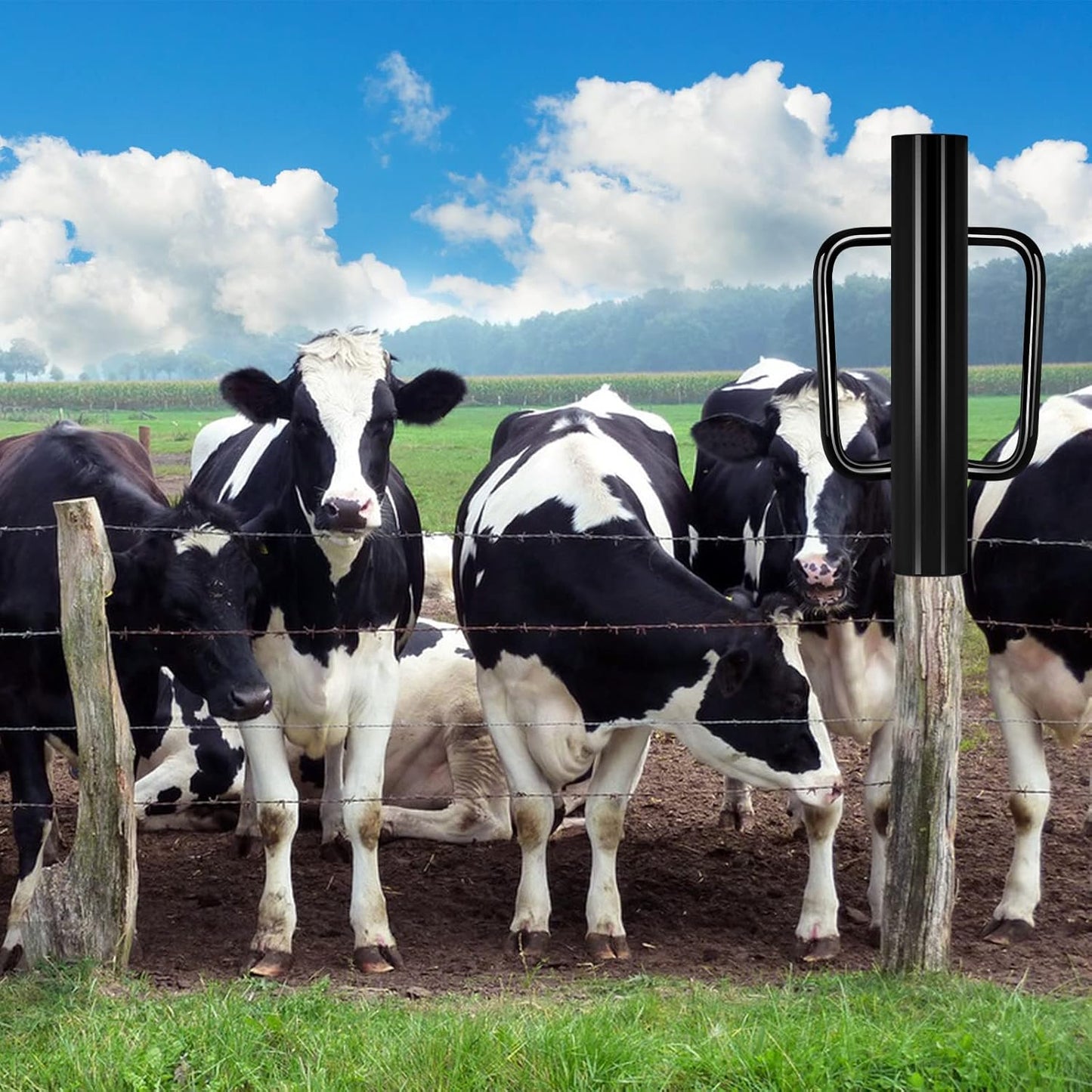 Gtongoko 18LB T Post Driver with Handles Heavy Duty Fence Post Driver Post Pounder for T-Posts，U Channel，Metal Post and Sign Post Pole Driver Tool,17 Inch Black