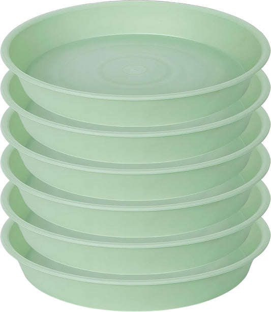 6 Pack of 12 inch Plant Saucer, Heavy Duty Plastic Plant Saucer 12" Round, Durable Plant Tray for Pots, Plant Saucers for Indoors, Plant Trays for Planter (12", Light Green)