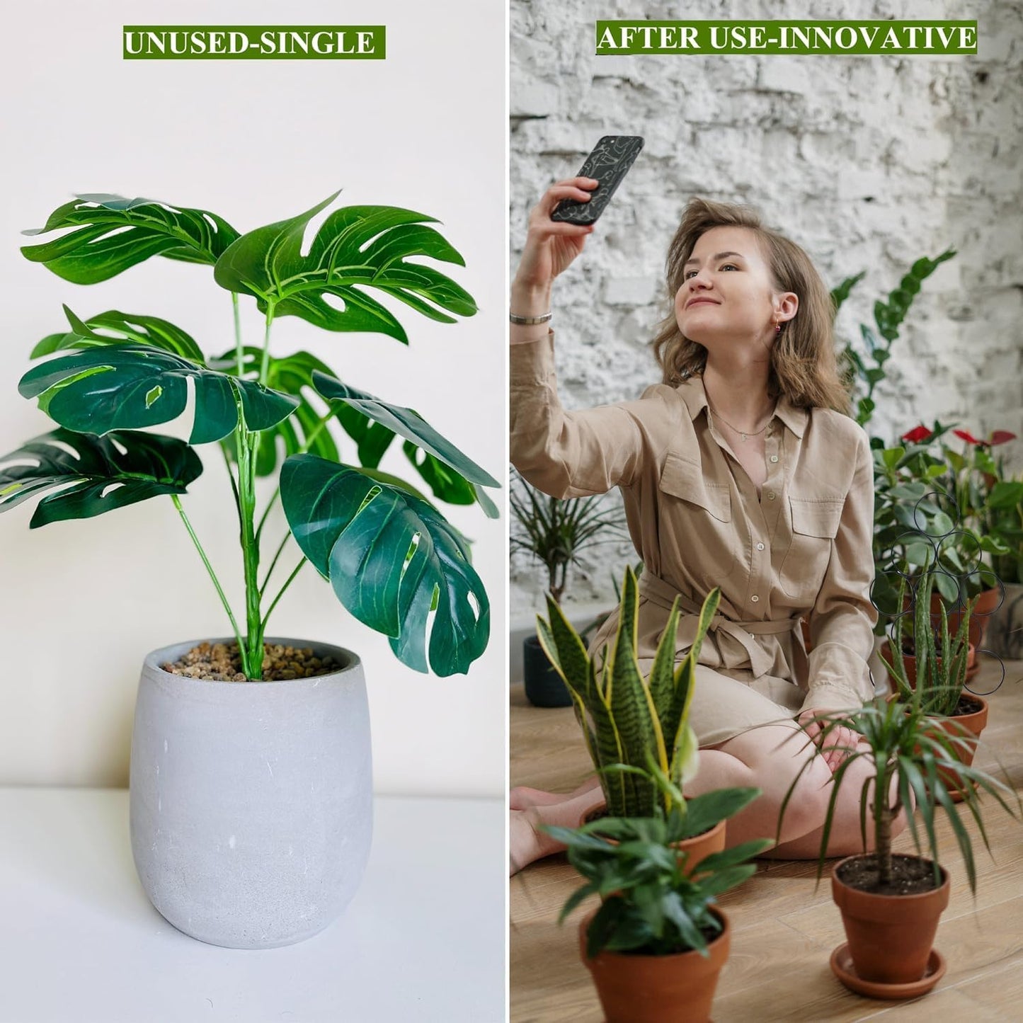 15.7 Inch Plant Trellis Indoor for Potted Plants 2 Pack Indoor Houseplant Trellis for Climbing Plants Stackable for Vine Ivy Support(15.7inch Black)