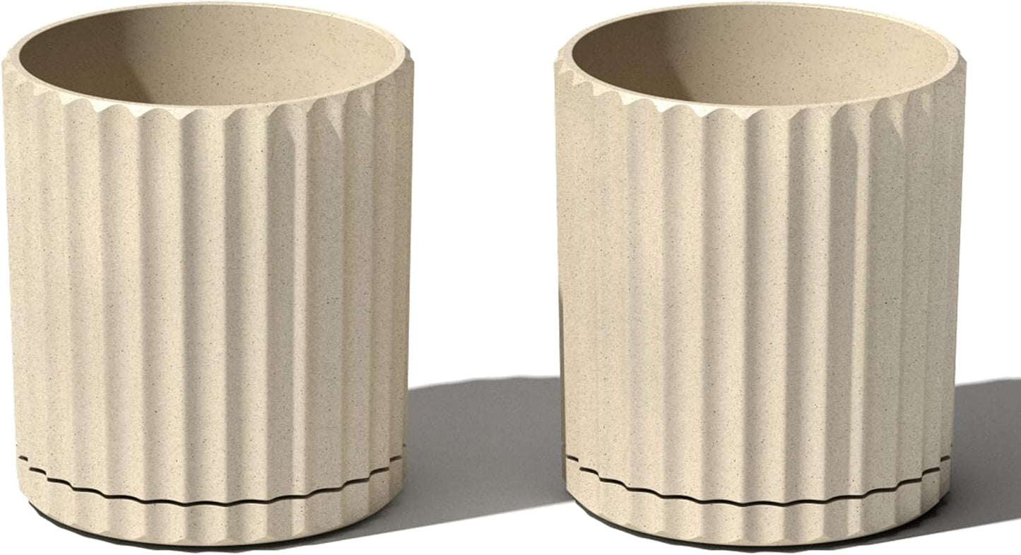 Veradek Demi Series Demi 6" Planter w/Tray - Sand, 2 Pack