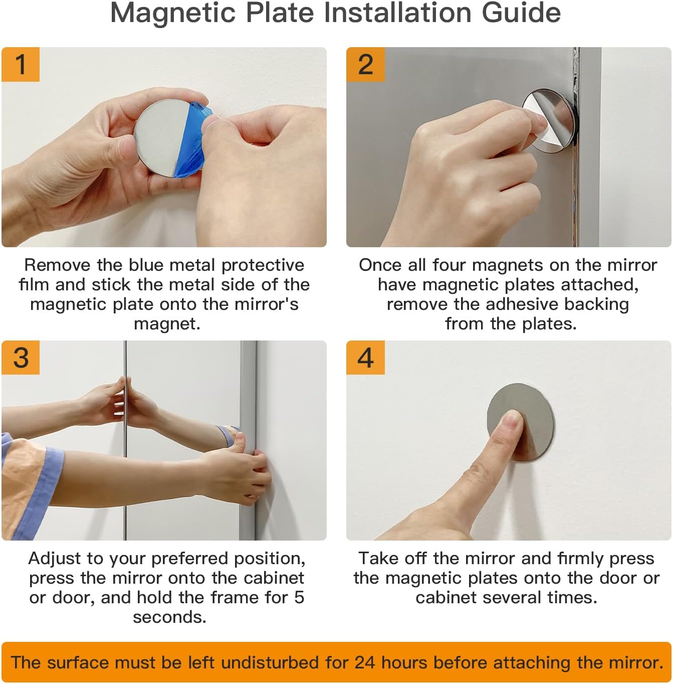 55"x16" Magnetic Mirror Lightweight Full-Length Mirror | Strong Adhesion, Easy Installation | Suitable for Refrigerators, Glass Walls, Wooden Doors, and More | 8.2kg Ultra-Strong Support | Silver