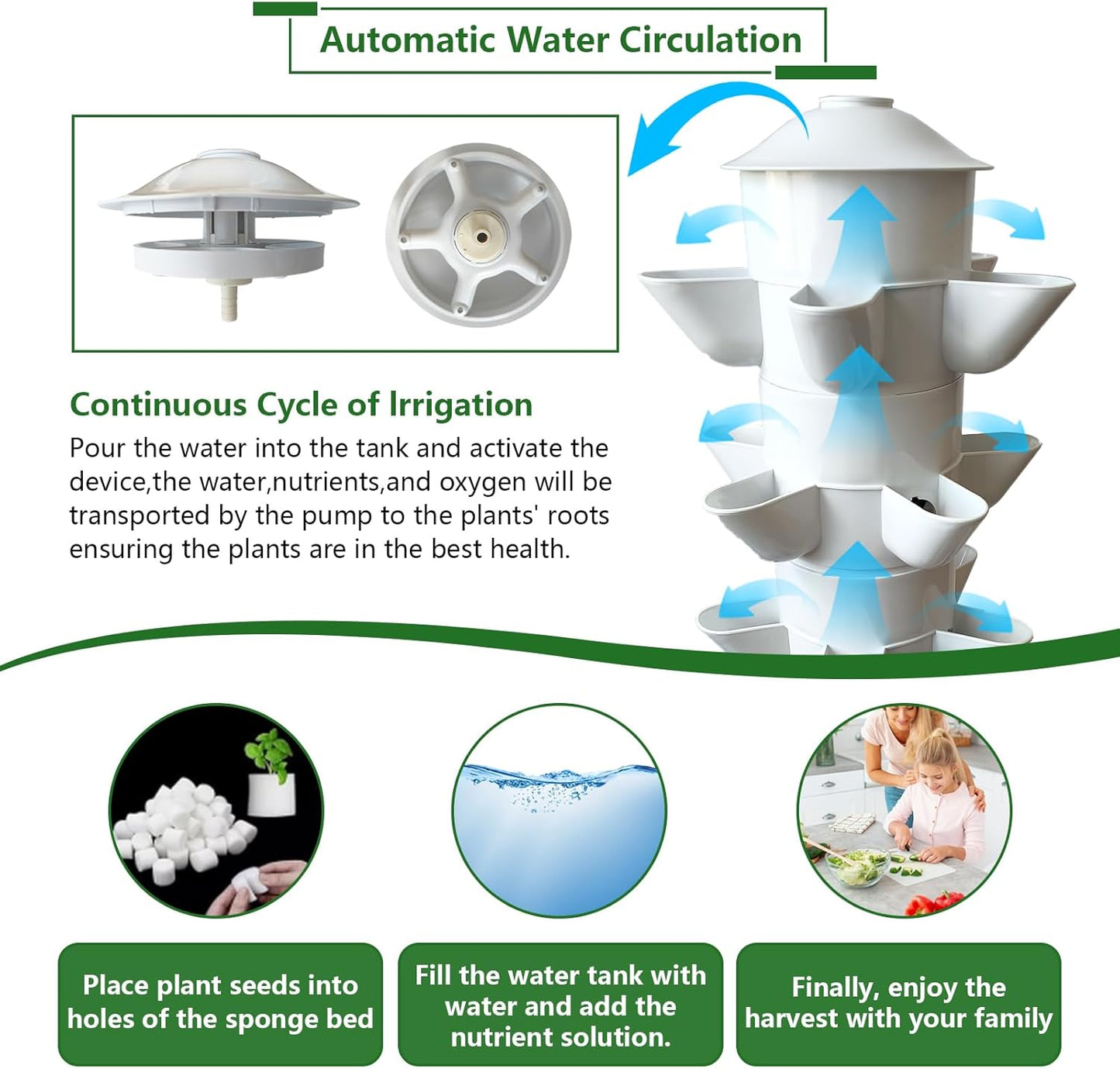 20 Plants Hydroponic Tower, Hydroponics Growing System Tower, Hydroponics Tower with Timer Automatic Watering, Vertical Hydroponic Tower, Planter Germination Kit for Herbs Vegetables Fruits
