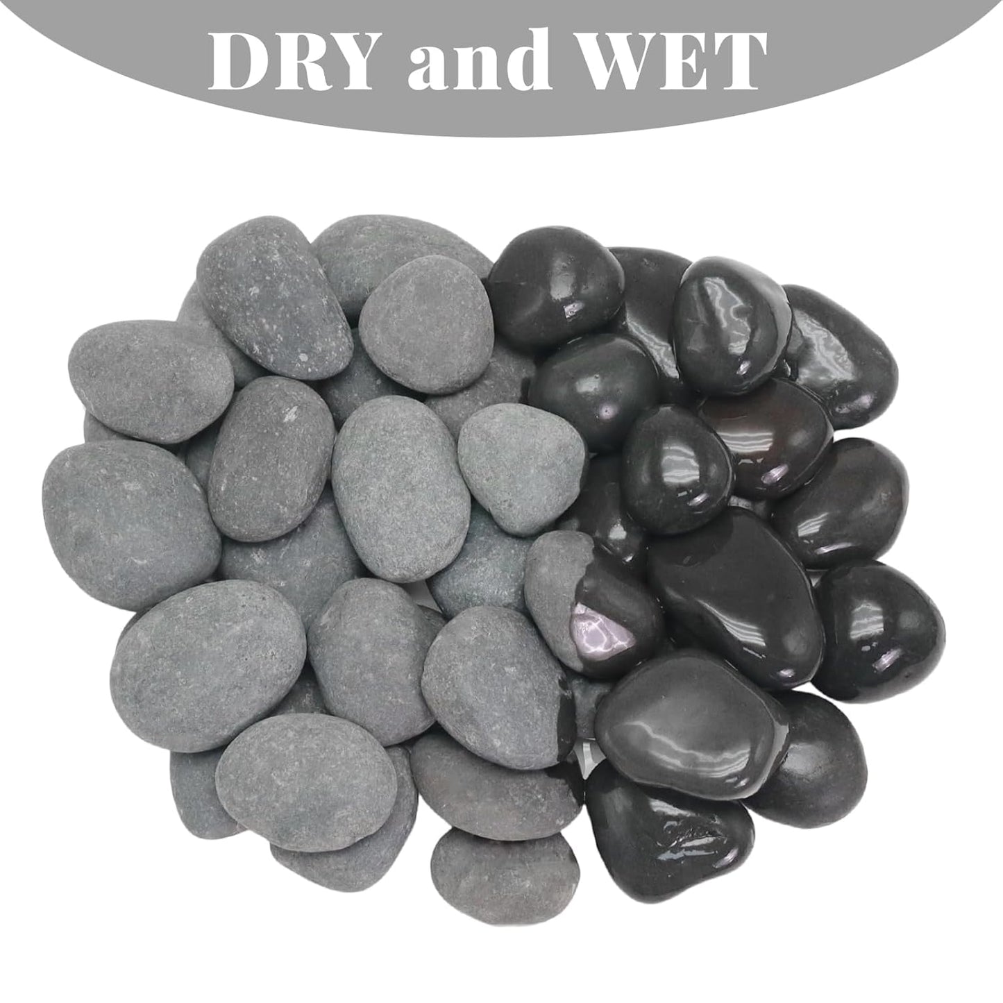 20LB Black Stones Pebbles River Rocks, Natural Beach Pebbles, Garden Decorative Stones-1-2 Large Plant Rocks,Ideal for Aquarium, Home Decor