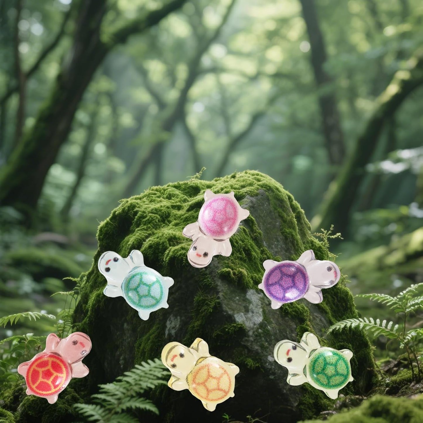 400 Pcs Luminous Mini Resin Turtle Mini Resin Figurines Cute Miniature Figurines for Fairy Garden Decor Micro Landscaping Hide Crafts Nail Art