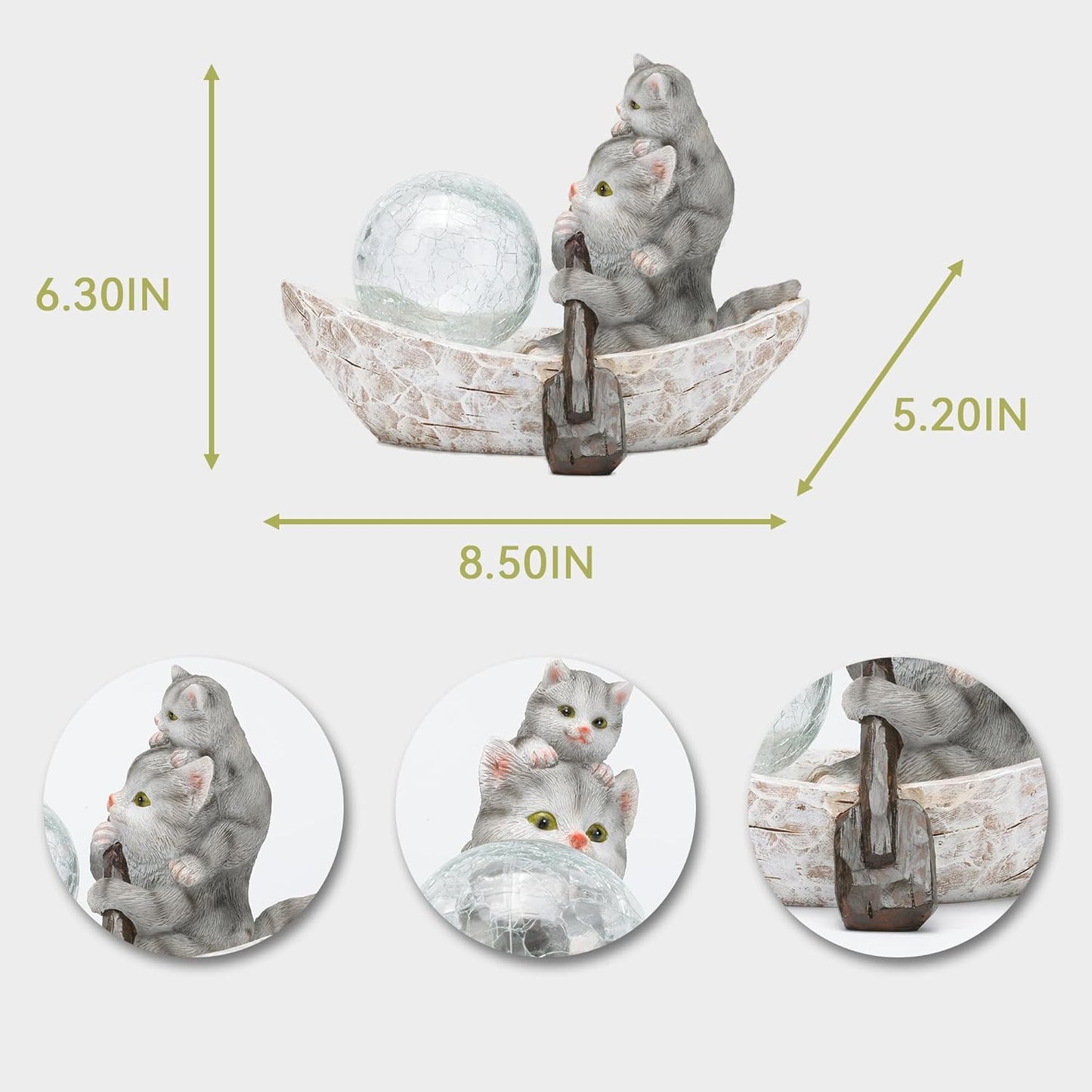 Garden Statue of Cat,Garden Decor Cat Figurine,Cats Outdoor Statue,Solar Decor for Patio,Balcony,Yard,Lawn Ornament