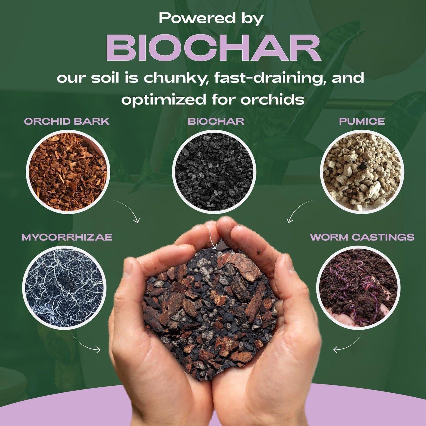 Rosy Soil Orchid Soil Potting Mix - Superior Aeration & Drainage for Orchids - Peat-Free, Microbially Active Biochar Powered Soil for Orchid Plants - Ideal for Indoor Gardening - 4 Quarts