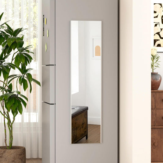 47"x12" Magnetic Mirror Lightweight Full-Length Mirror | Strong Adhesion, Easy Installation | Suitable for Refrigerators, Glass Walls, Wooden Doors, and More | 8.2kg Ultra-Strong Support | Silver