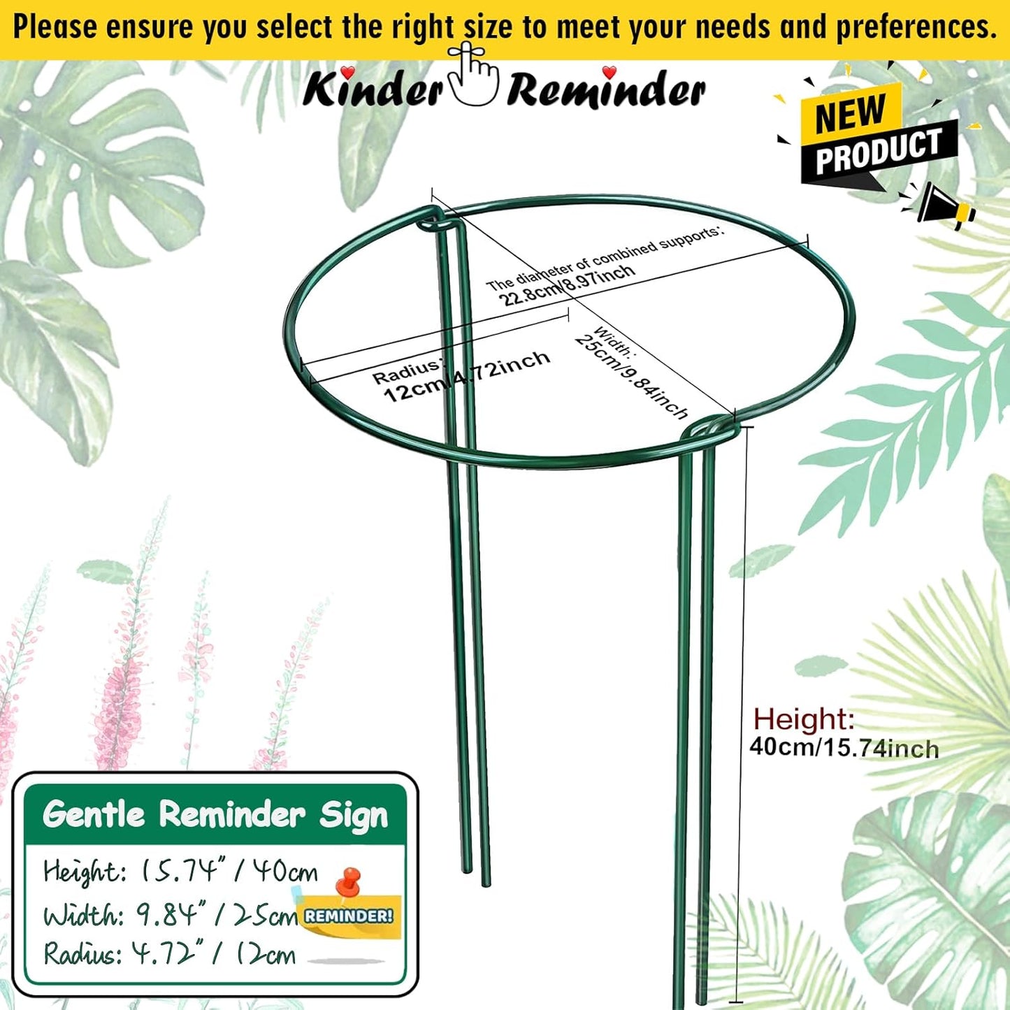 8 Pack Half Round Plant Support Stakes Sets - Strong Plant Support, Versatile Plant Cages, Durable Plant Stakes, Plant Support Rings for Indoor and Outdoor Plants, Such as Peonies, Hydrangeas, Roses