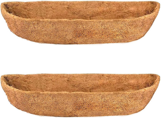 2pcs 36" Natural Replacement Coconut Liner for Window Box Wall Planter Garden Deck Fence Flower Baskets