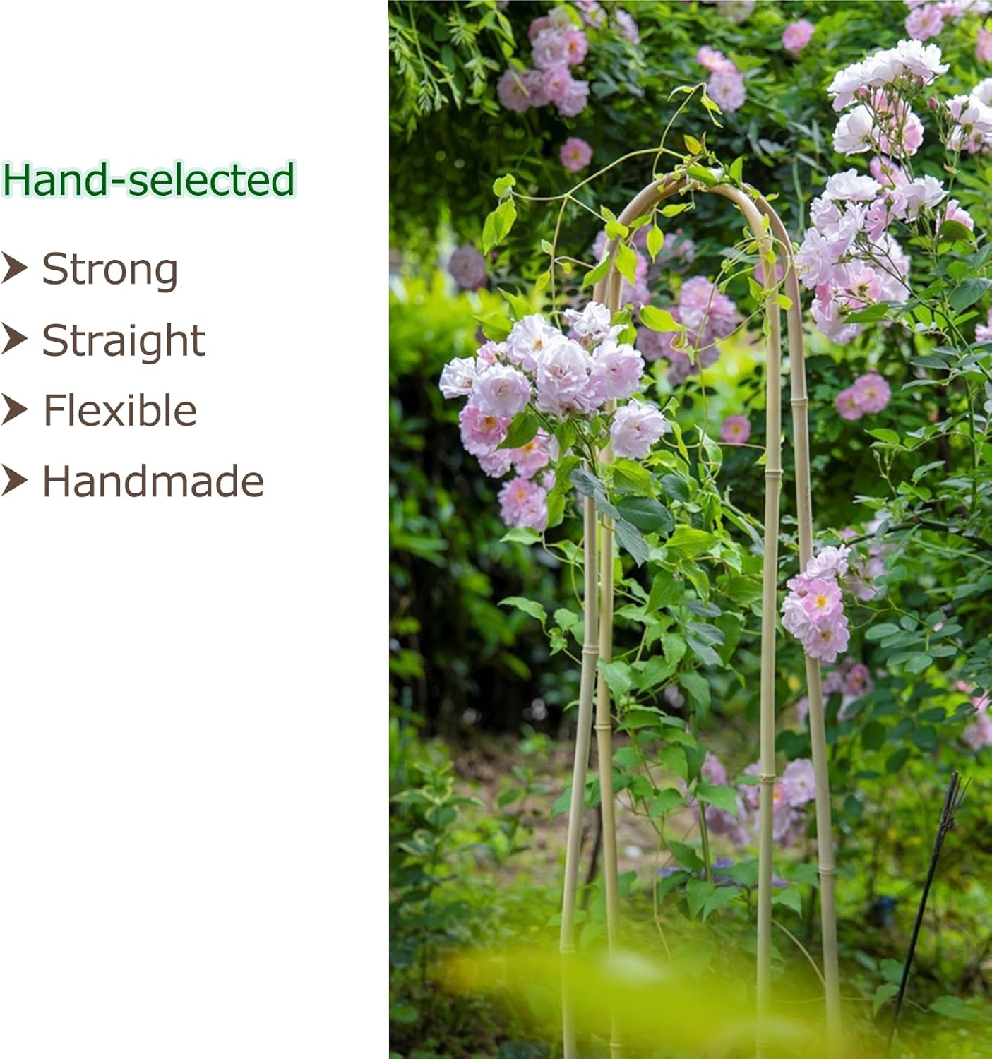 3PCS Natural Bamboo Trellis 3ft for Climbing Plants Indoor Outdoor, Garden Arch Support for Potted Plants Bamboo U Trellis for Vines Ivy Climbing Flowers