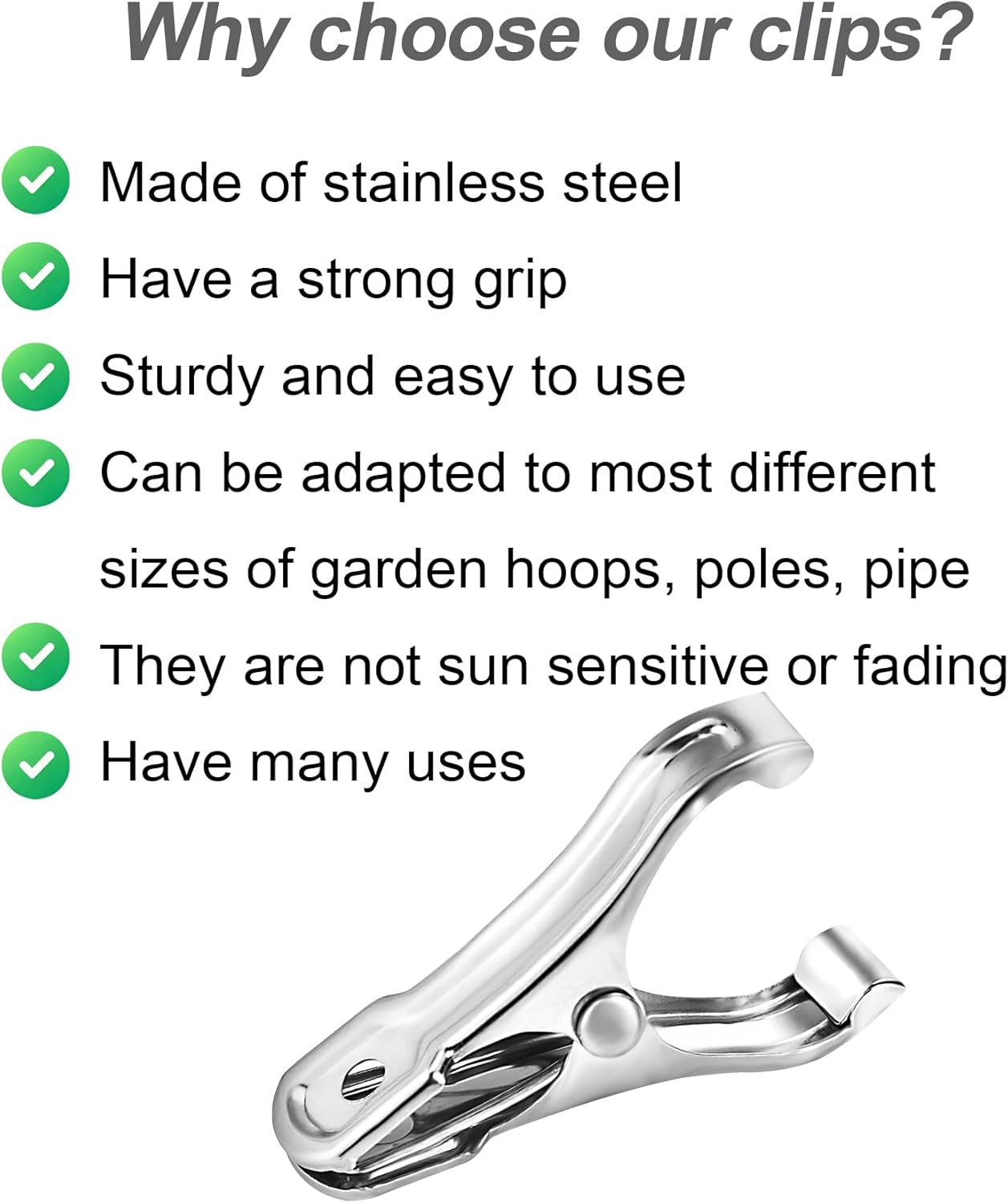 80 Pcs 2inches Gardening Clips for Netting, Metal Clamps Made of Stainless Steel, Have a Strong Grip of Greenhouse Clips Keep the Plant Cover on Garden Hoops
