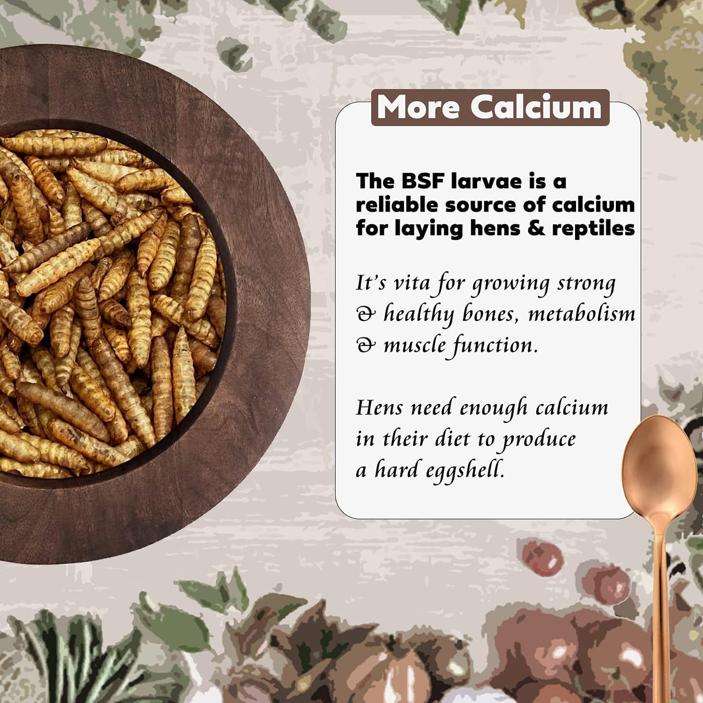 Adaman Dried Black Soldier Fly Larvae 20 LBS-100% Natural Non-GMO BSF Larvae-More Calcium Than Dried Mealworms High-Protein Chickens Treats, Food for Birds, Ducks, Repitle, Hedgehog, Bearded Dragon