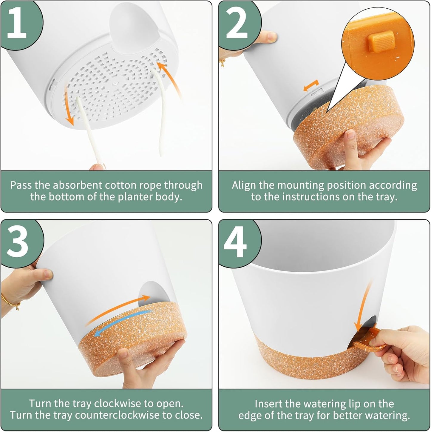 GARDIFE 10/9/8 inch Plant pots, planters for Indoor Plants, self Watering Plant Pot, Flower pots, White