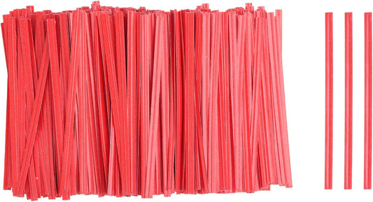 HARFINGTON 1000pcs Bag Twist Ties 3.5" Reusable Kraft Paper Twist Ties Wire Cable Ties for Party Bread Candy Cake, Red