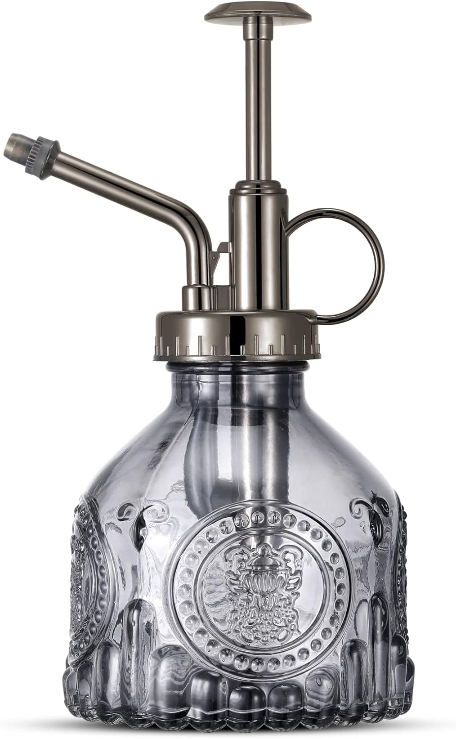Glass Plant Mister Spray Bottle, Vintage Plant Water Spritzer, Succulent Spray Bottle with Top Pump, Small Glass Sprayer Mister Watering Can for Indoor Outdoor Houseplant - Grey