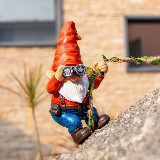 Hanging Gnome Garden Statue Funny Climbing Gnomes with Telescope Figurine Tree Hugger for Outdoor Lawn Home Patio Yard Art Decoration Father's Day Christmas Gardening Gifts for Mom Dad