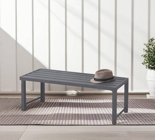 46" Outdoor Metal Backless Bench, All-Weather Patio Garden Bench for Backyard, Porch, or Lawn, Durable Steel Bench for Outdoor Spaces, Grey
