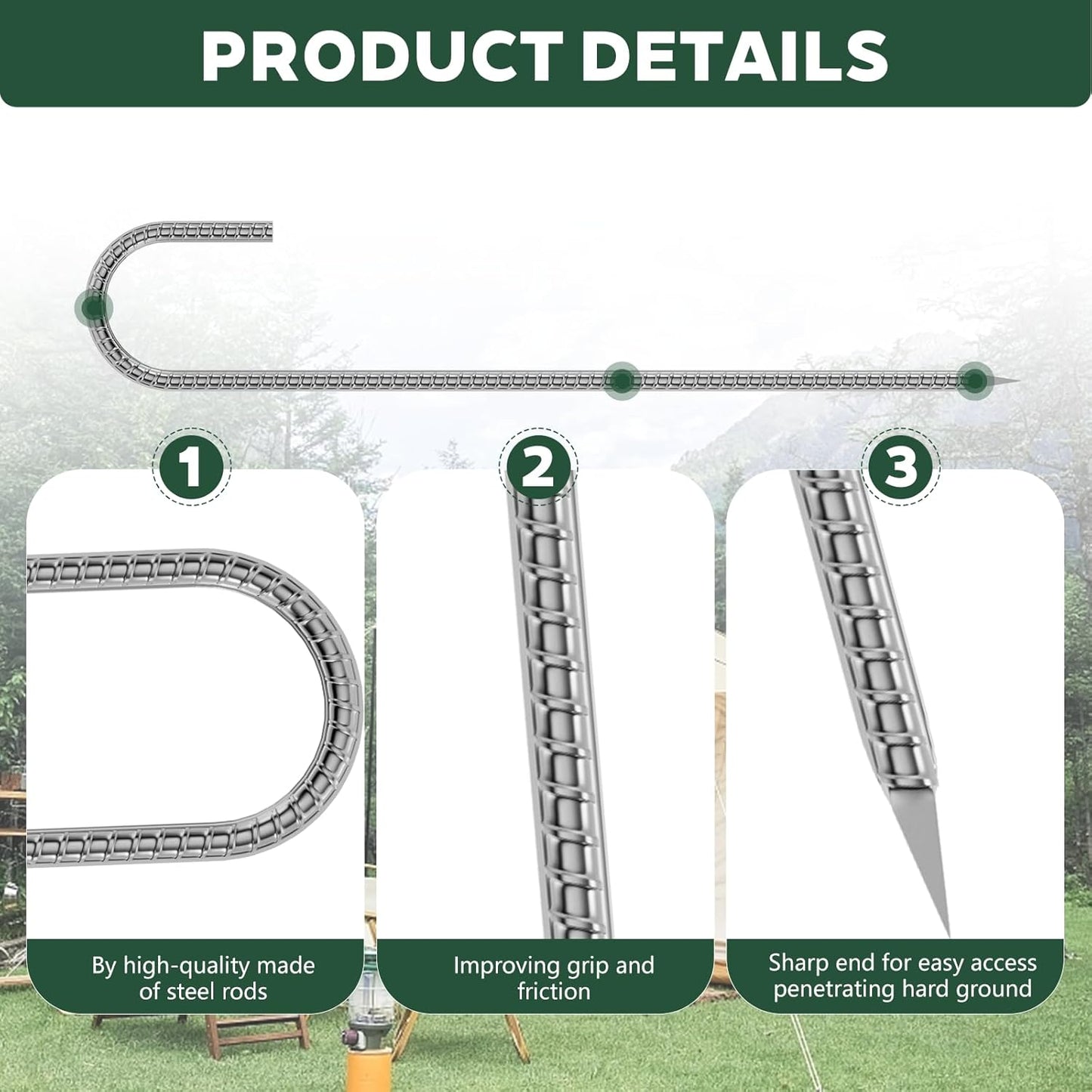 10 Pieces 12 Inch Long 1/4In Diameter Heavy Duty J Hooks,Heavy Duty Rebar Metal Fence Ground Garden Tent Stakes,Ground Spikes Anchors for Fencing,Outdoor Chicken Wire Trellis Stakes,Anti-Rust Silver