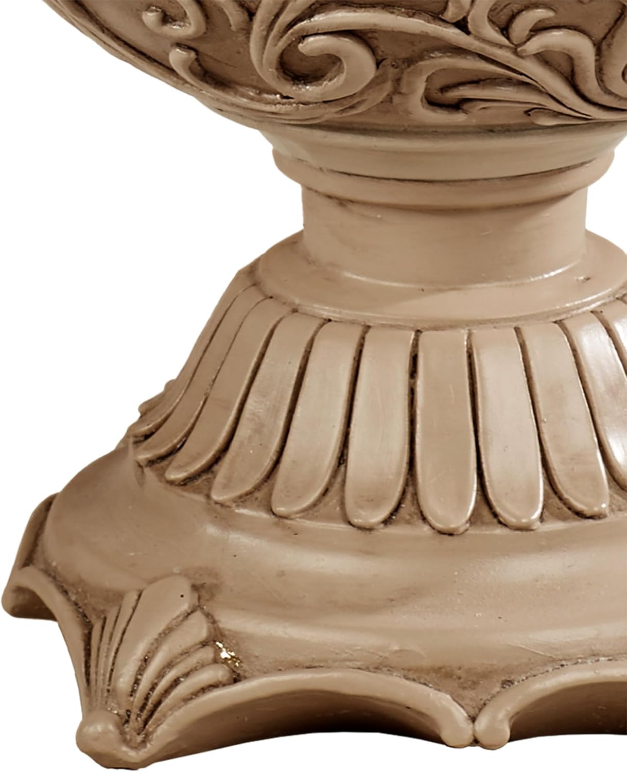 Abriella Traditional Decorative Covered Jar Tan Spherical Scrolls 11 Inches High