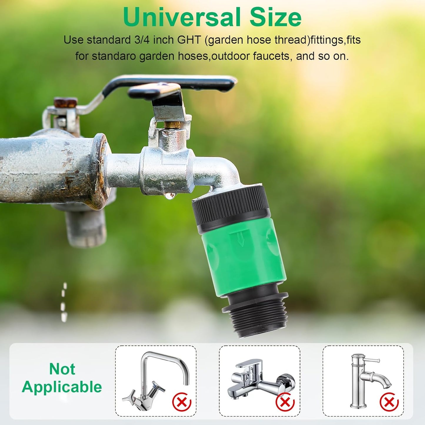 20 Pieces plastic water hose quick connect fittings, Garden Hose Quick Connect Fittings Plastic Fitting Adapter for Hose 3/4 Inch GHT Male and Female Connectors with 12 Pieces Rubber Washer