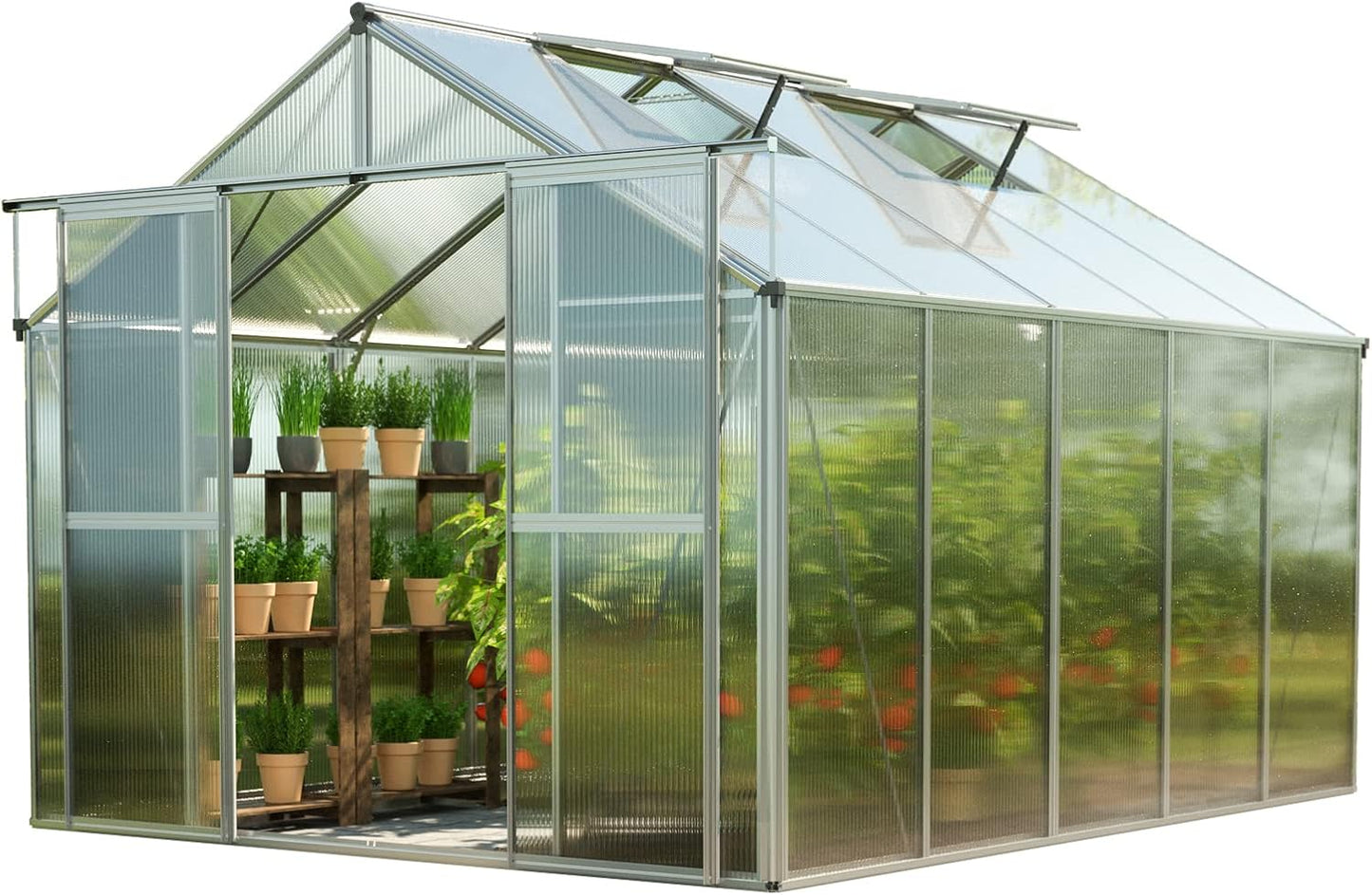 Greenhouse Topas 5 Aluminum Frame 7.4 x 10.6 ft with Approx. 8 mm Polycarbonate Panels