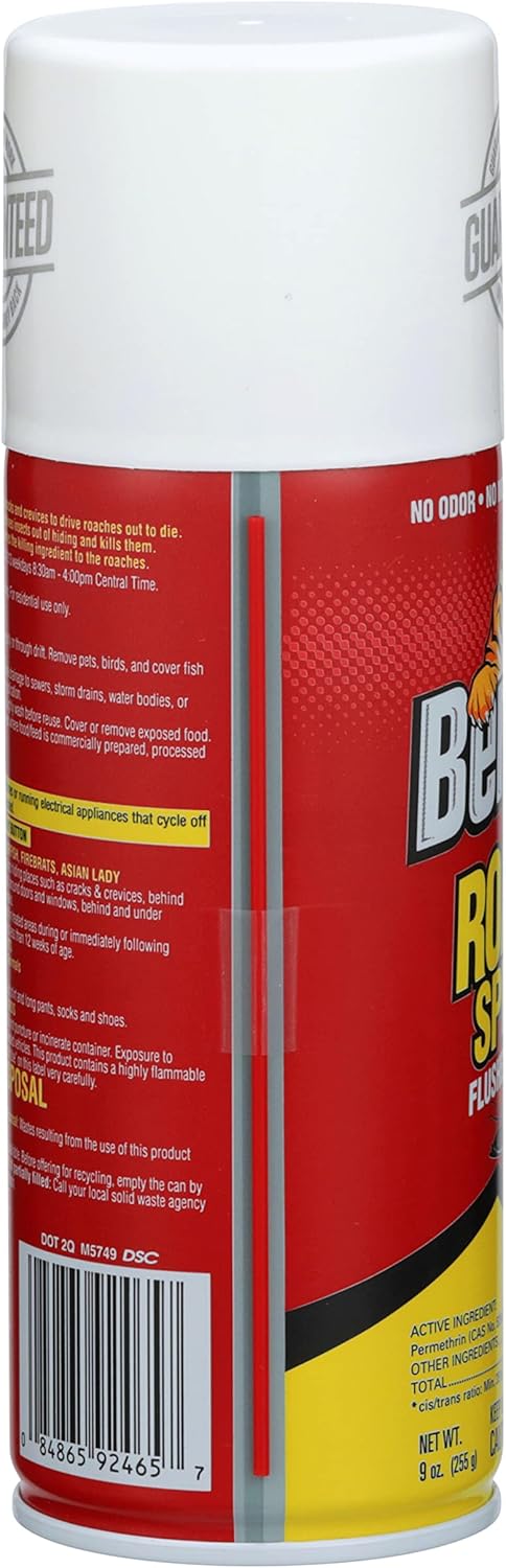 Bengal Roach Spray, Odorless Stain-Free Dry Spray, 9 Oz. Aerosol Can