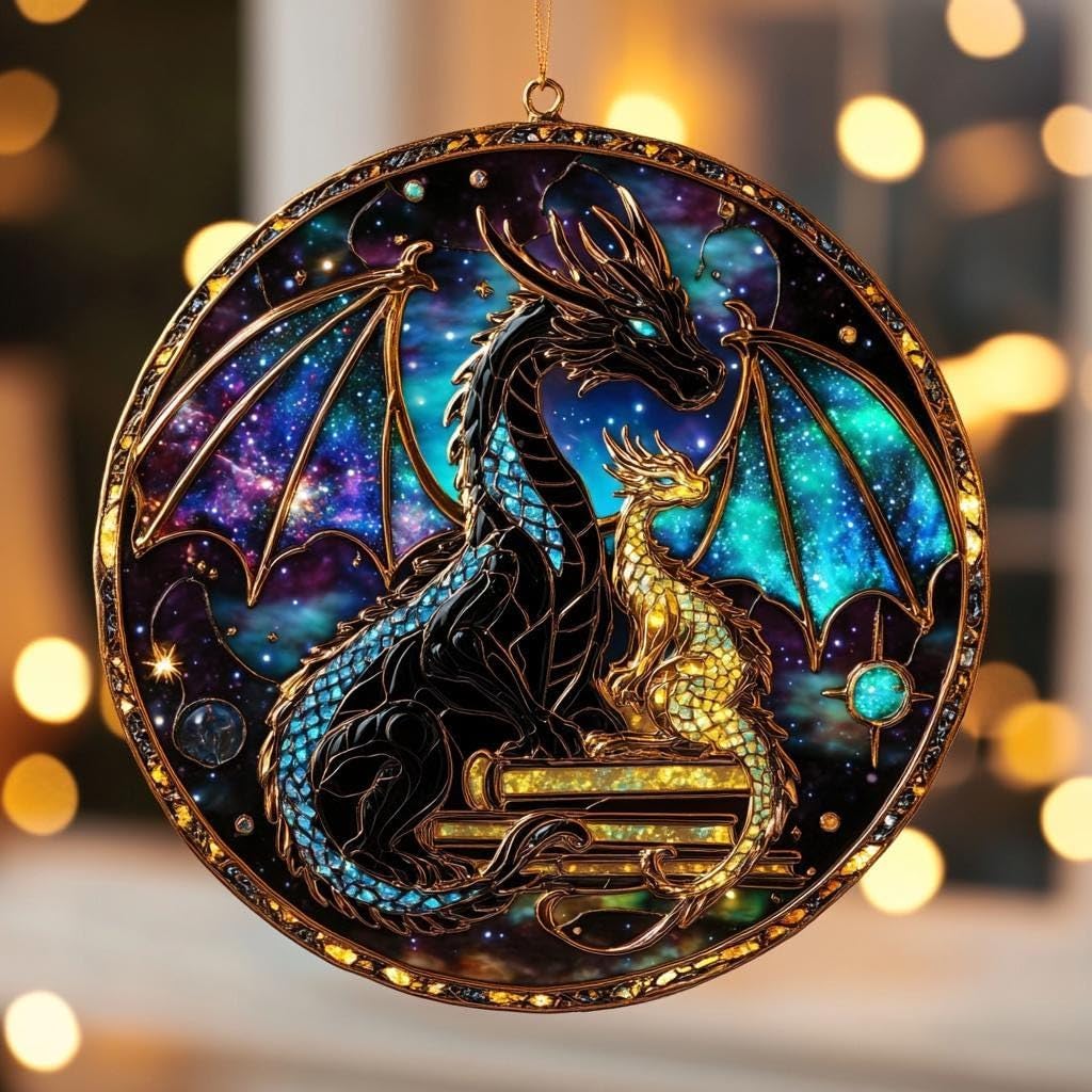 Fantasy Dragon Acrylic Suncatcher Ornament Book Lover Gift Fantasy Fans Decor for Readers