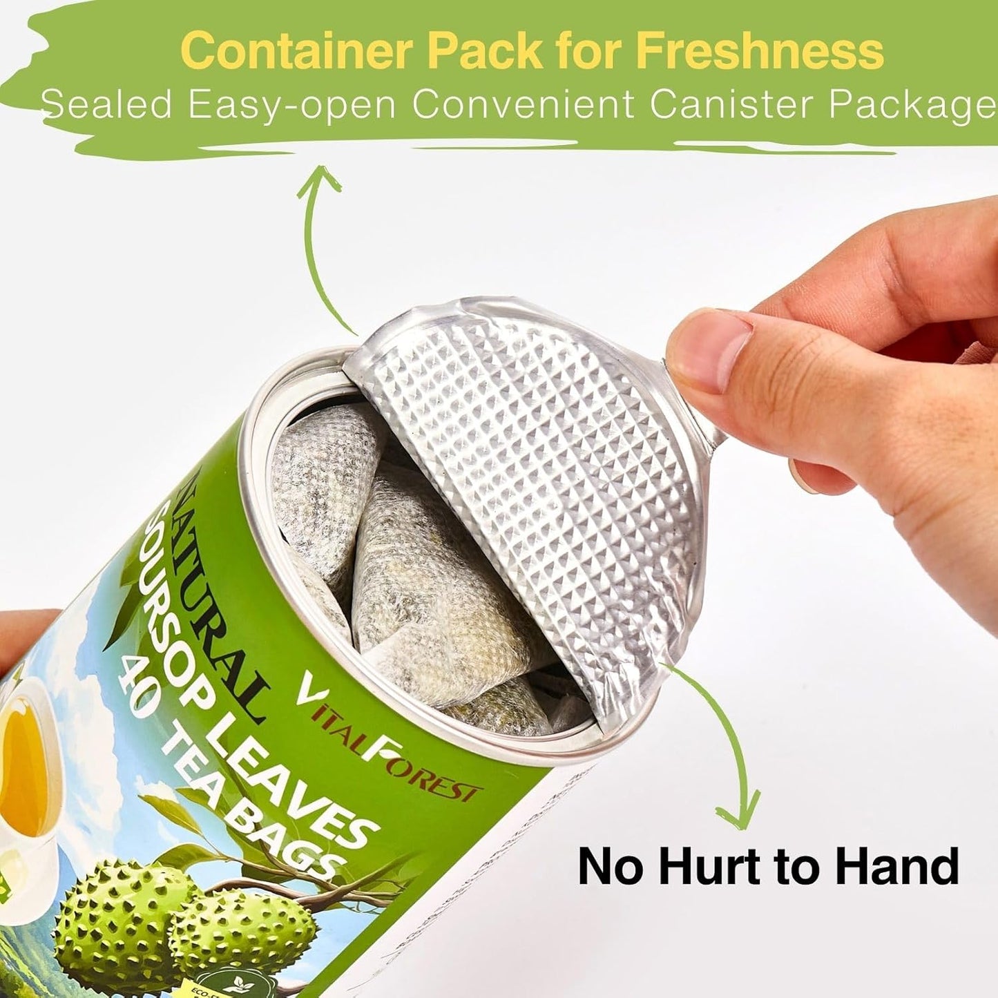 40 Premium Soursop Leaves Tea Bags | VitalForest Pure Graviola Leaf Tea for Relaxation, Sleep & Detox | Caffeine-Free Guyabano Herbal Tea | te de Guanabana | Non-GMO, Biodegradable