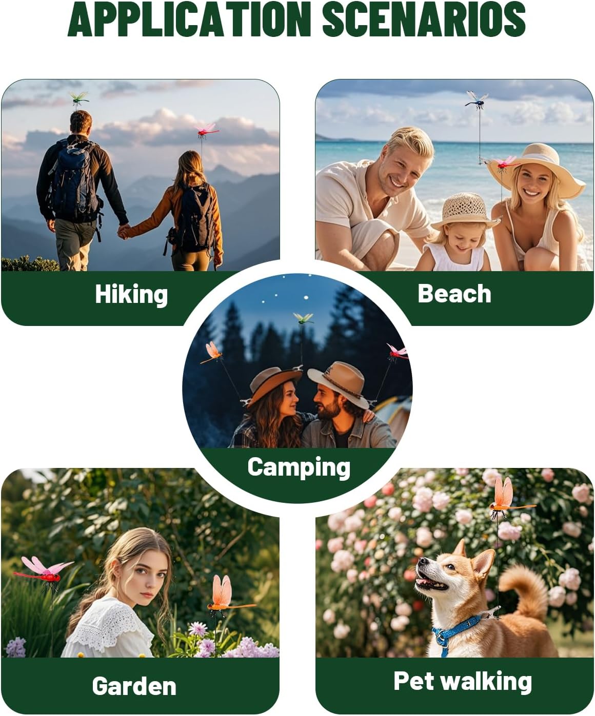 8 PCS Dragonfly Clips, 3D Outdoor Decor Fake on Dragonfly or Bugs Dragonfly Garden Stakes Gardening Decoration Insert Plaque Yard Ornaments Outdoors and Fly Deterrent Outdoor