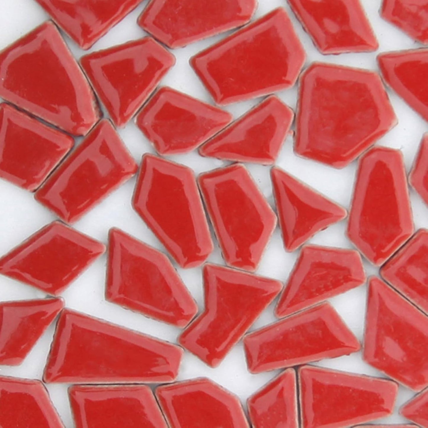 200g Triangles Trapezoids Polygons Mixed Colors Shine Crystal Series Mosaic Tiles, Ceramic Mosaic Tiles Glitter Crystal Mosaic Perfect for Home Decoration Crafts, Irregular Size (Red)