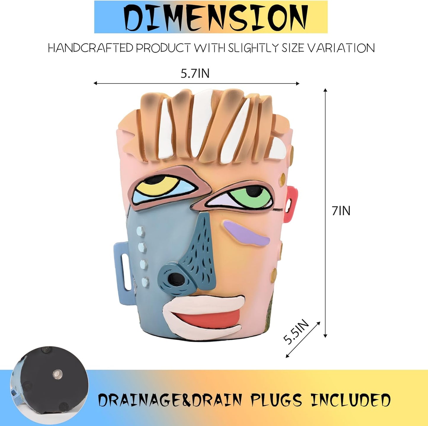 Abstract Face Planters Pots Head,Unique Head Planter for Indoor Plants,Funny Face Flower Pot,Colorful Plant Pots for Outdoor Garden Decor and Home Art Decoration(Modern)