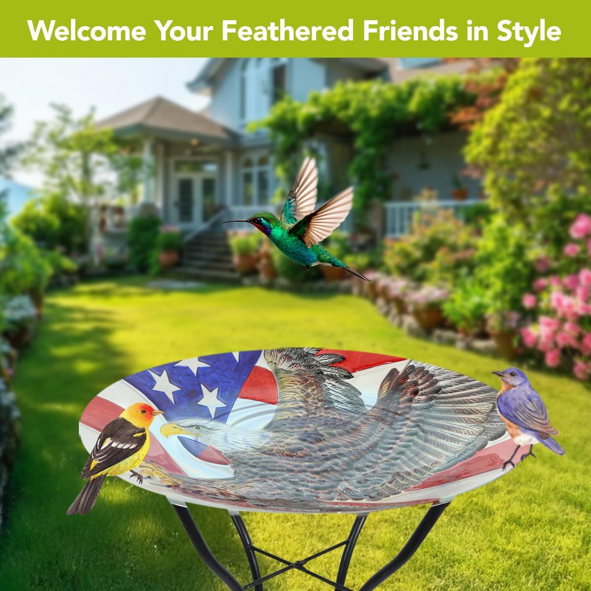 Briarwood Lane Freedom Eagle Glass Birdbath