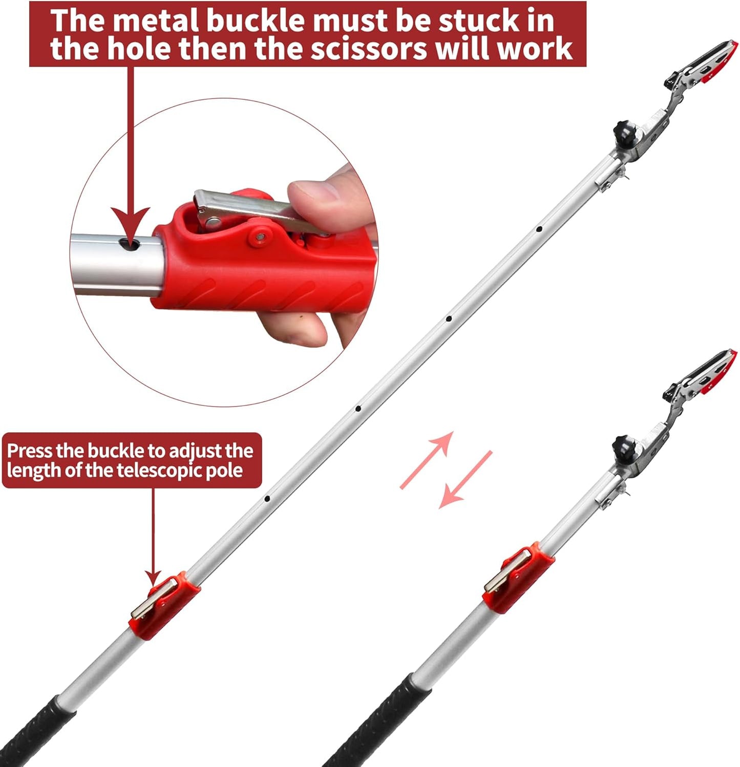 GARTOL Pruner for Garden, Cut Upto 1 Inch & Hold Telescopic Pole Pruner, Fruit Picker with Rotating Blade Head, Lightweight Aluminum Extendable Handle for Tree Branch Cutter, 6.23-10.5 FT, Silver