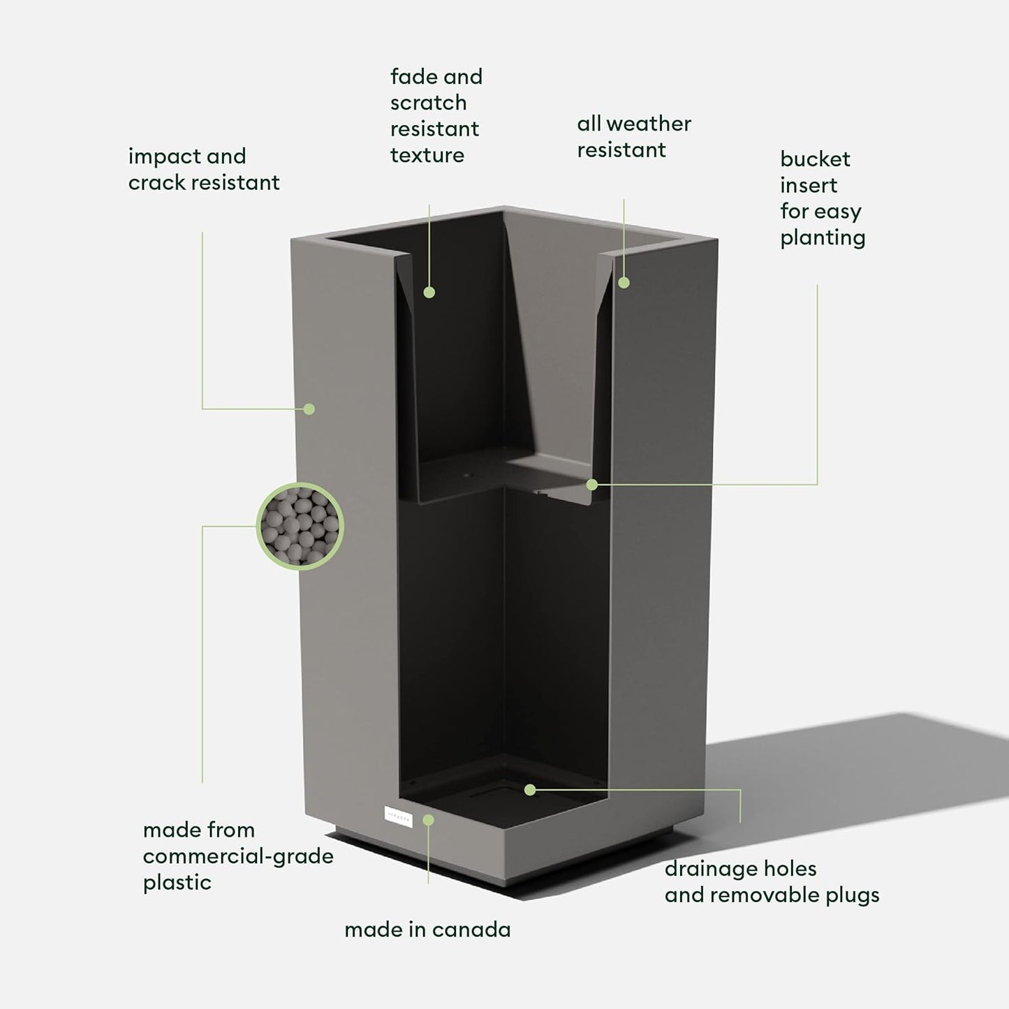 Veradek Block Series Pedestal Planter - Tall Planter for Indoor or Outdoor Front Porch | All-Weather Use with Removable Insert Bucket | Modern Décor for Flowers, Tall Trees, Faux Plants