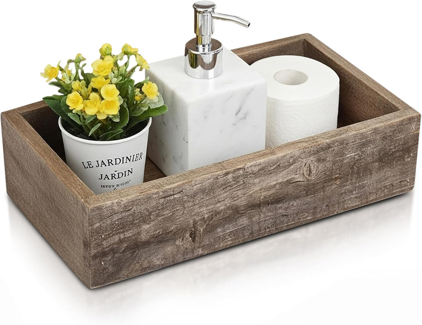 Small Wooden Planter Box – Rustic 1-Pack Wood Window Planter Box Set for Centerpieces & Storage – Durable Wooden Boxes for Decor - Perfect Toilet Basket for Bathroom Organizer
