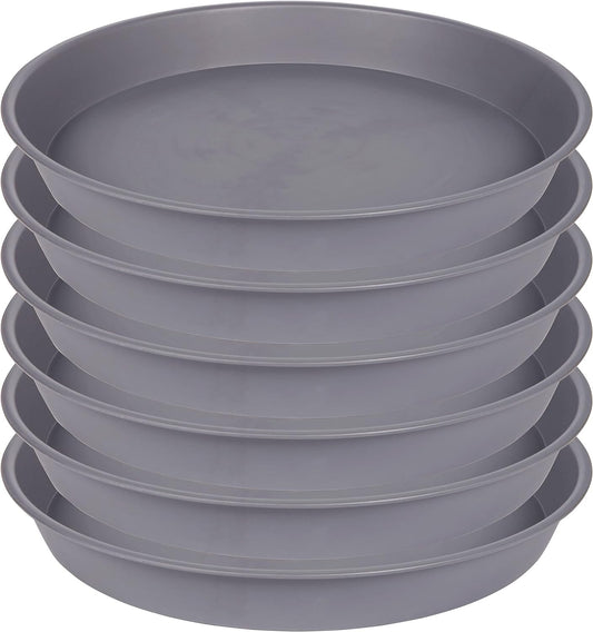 6 Pack of 12 inch Plant Saucer Gray, Heavy Duty Plastic Plant Saucer 12 inch Round, Durable Plant Tray for Pots, Flower Saucers for Indoors, Plant Trays for Planter 11"/12" (12", Cement Gray)