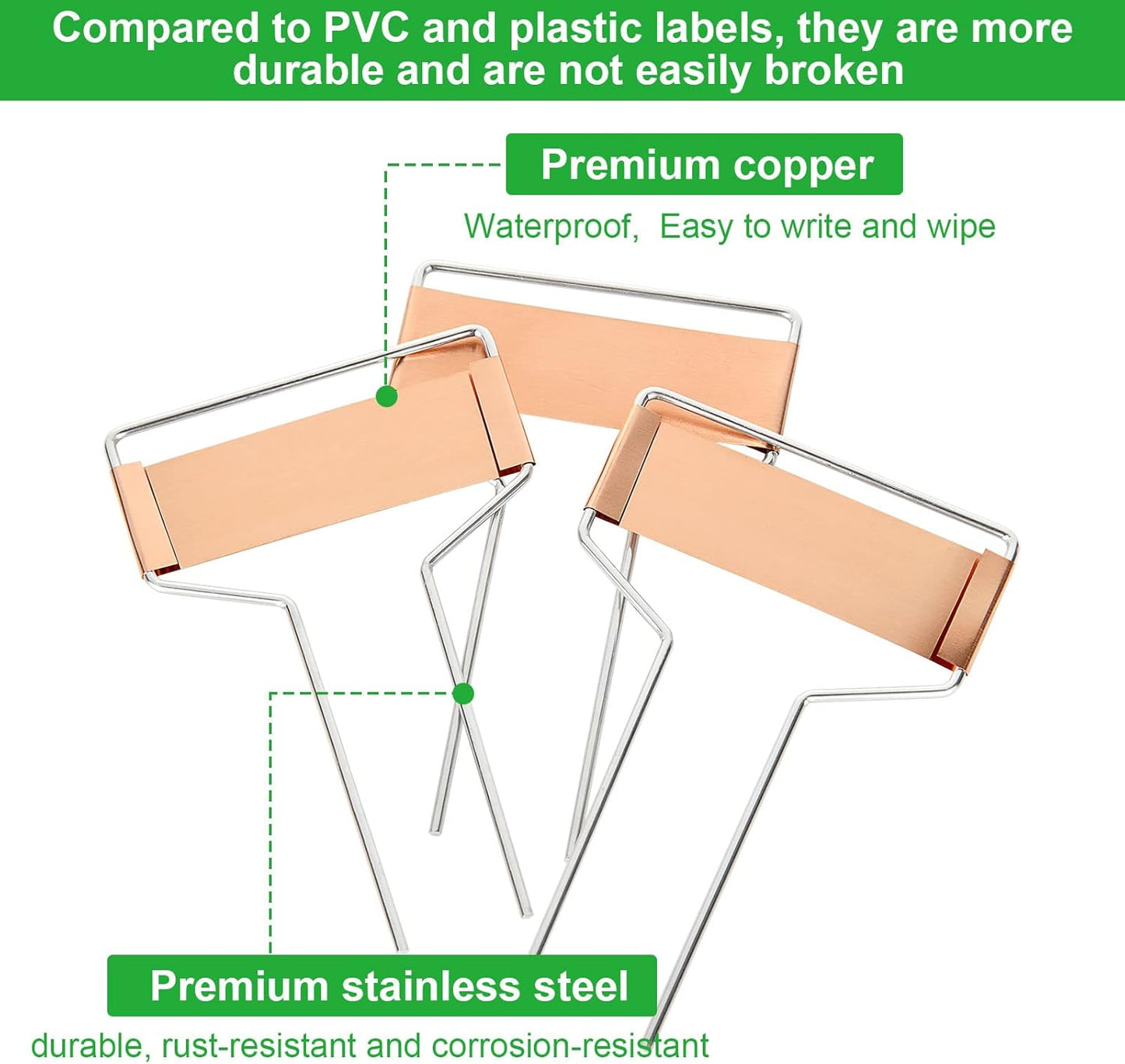 50 PCS Metal Plant Labels Plant Tags 4 Inch Plant Markers For Garden Waterproof Copper Plant Tags Outdoor Garden Label Stakes Reusable Nursery Tags Garden Plant Copper Label For Seedlings