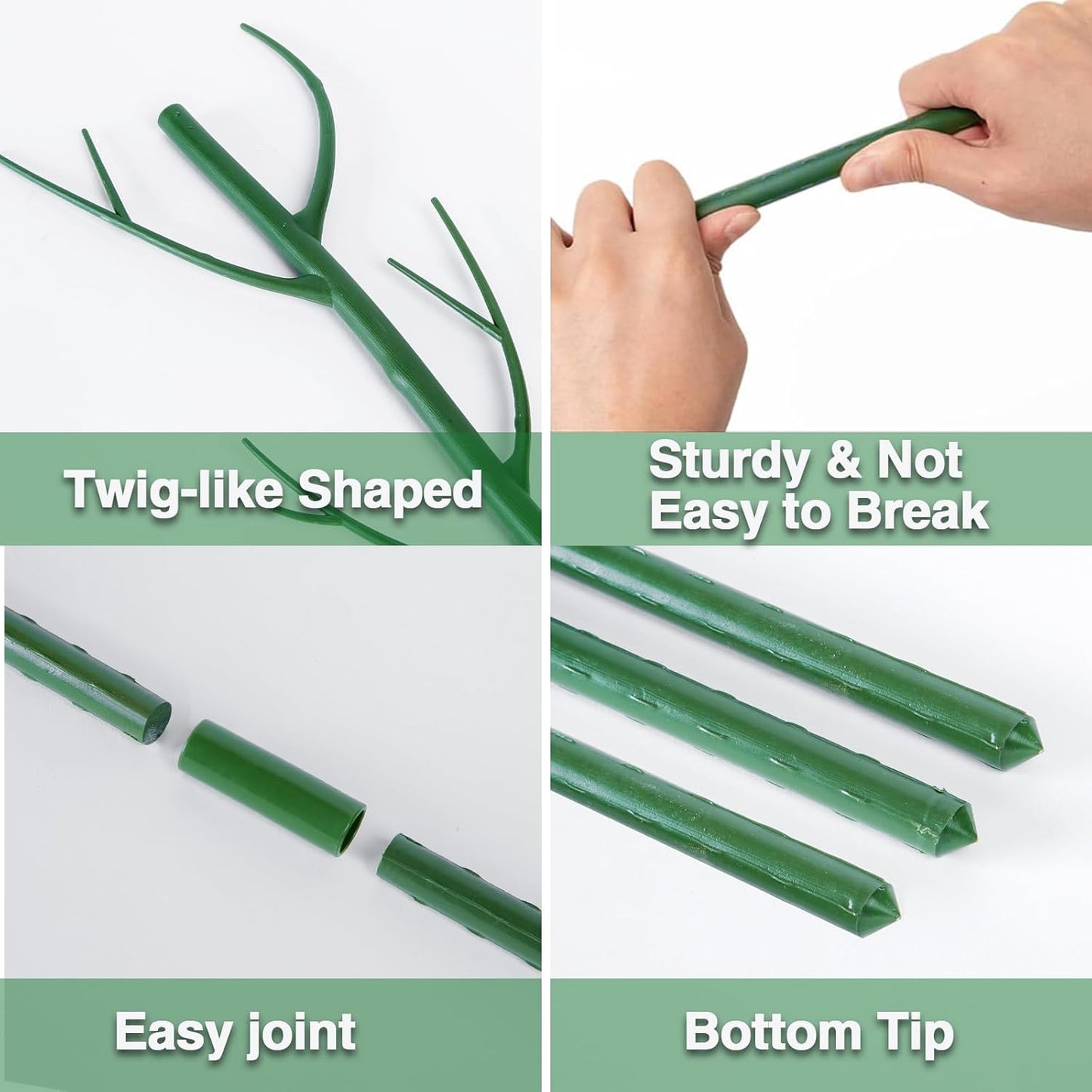6 Pack Plant Support Plant Stakes for Indoor and Outdoor Plants, 28.8” Plant Sticks with Plant Clips Twist Tiers and Plant Tiers for House Potted Plants, Monstera Plant Support for Climbing Plants