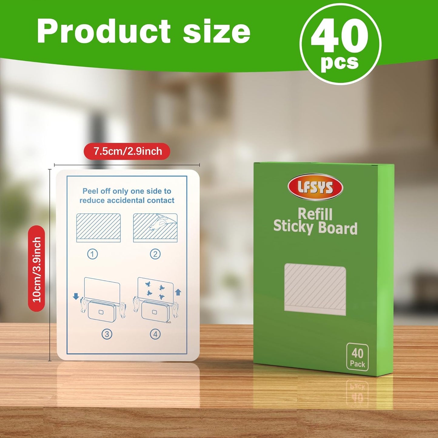 40 Packs Refill Card(Refills Only) for Plug in UV Light Fly Trap, Sticky Board Refills for LFSYS Plug-in Fly Trap