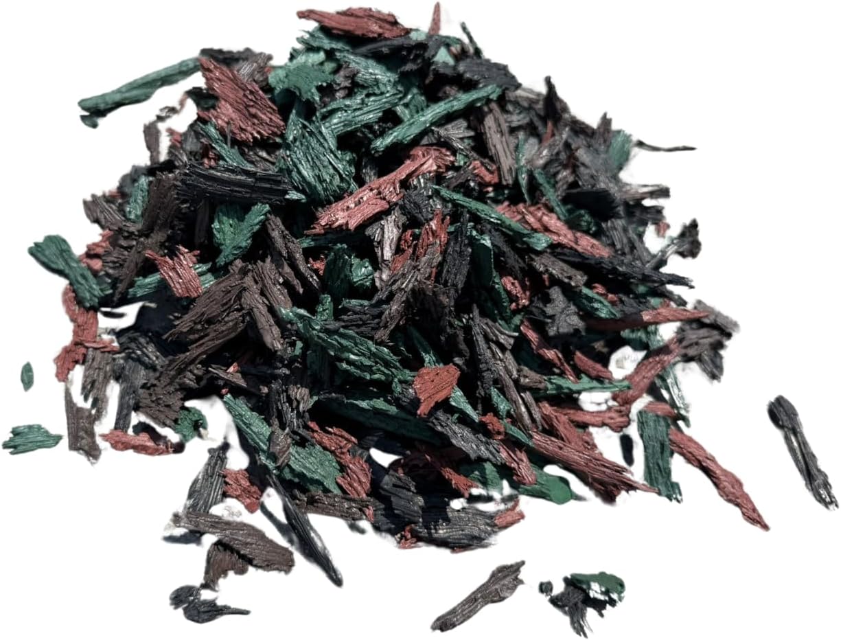 100% Wire-Free Shredded Rubber Mulch – Brown/Red/Green – 10 lb (0.6 cu ft) – Long-Lasting, Low Maintenance, Safe for Kids & Pets – Ideal for Landscaping & Playgrounds (Black/Green/RED, 10Lb)