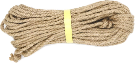 50 ft 1/4 inch (6mm) Jute Twine Rope, Clothesline Natural 4 Strands Jute Rope for DIY Arts Crafts, Garden, Home Decorating