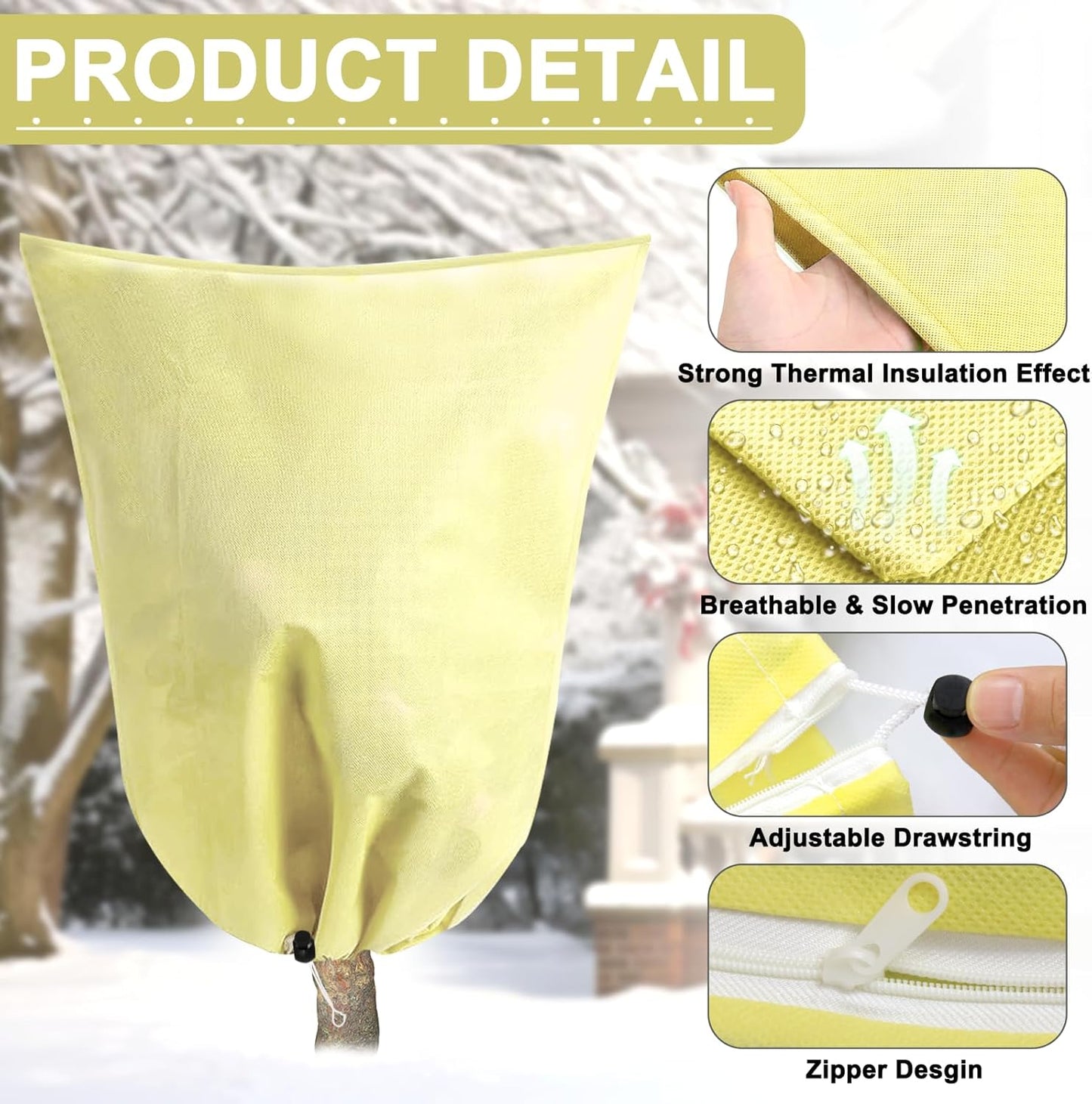 DQS 4 Pack Plant Covers Freeze Protection, 47.2" x70.8" Winter Frost Protection Blankets Frost Cloth,Suitable for Outdoor Winter Frost, Cold Weather, shrubs, Trees, Jackets, and coverings