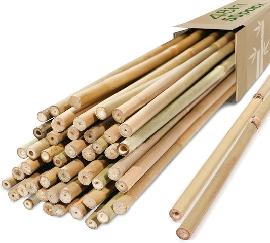 Bamboo Stakes, 50 Pack Bamboo Stakes 4ft, Natural Garden Stakes for Tomatoes and Climbing Plant Support, Sturdy Bamboo Sticks for Plants
