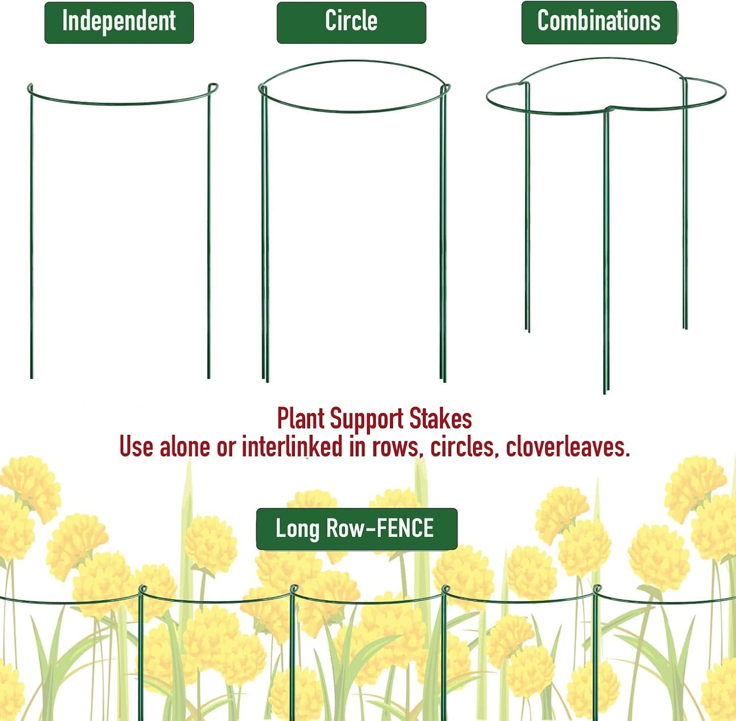 8 Pack Snake Plant Support Stakes - Rust-Proof Half Round Peony Stakes and Supports - Ideal for Hydrangeas, Dahlias, and More - Indoor and Outdoor Potted Plant Support and Stakes