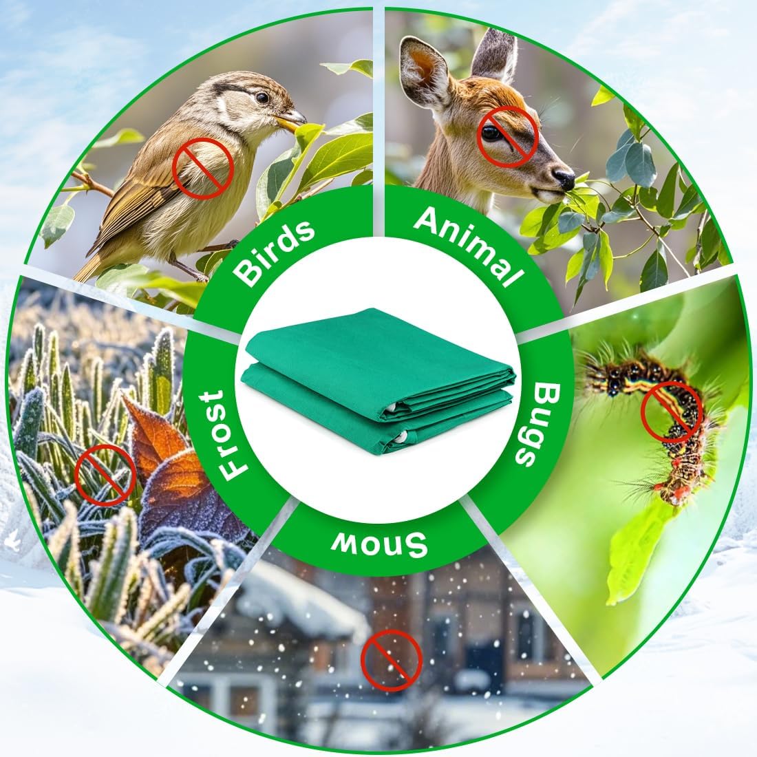 4-Pack Plant Covers Freeze Protection, Frost Covers with Zipper Drawstring, Plant Protectors from Animals, Outdoor Winter Frost Cold Weather Shrubs Trees Jacket Covers (31.5" x 47.3",Green)