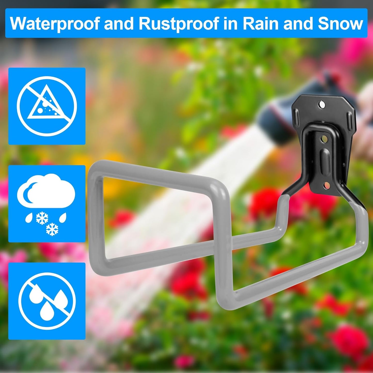 2PCS Water Hose Holder Wall Mount - Metal Hose Hanger Garden Hose Rack Heavy Duty Hose Storage for Outside Water Hose