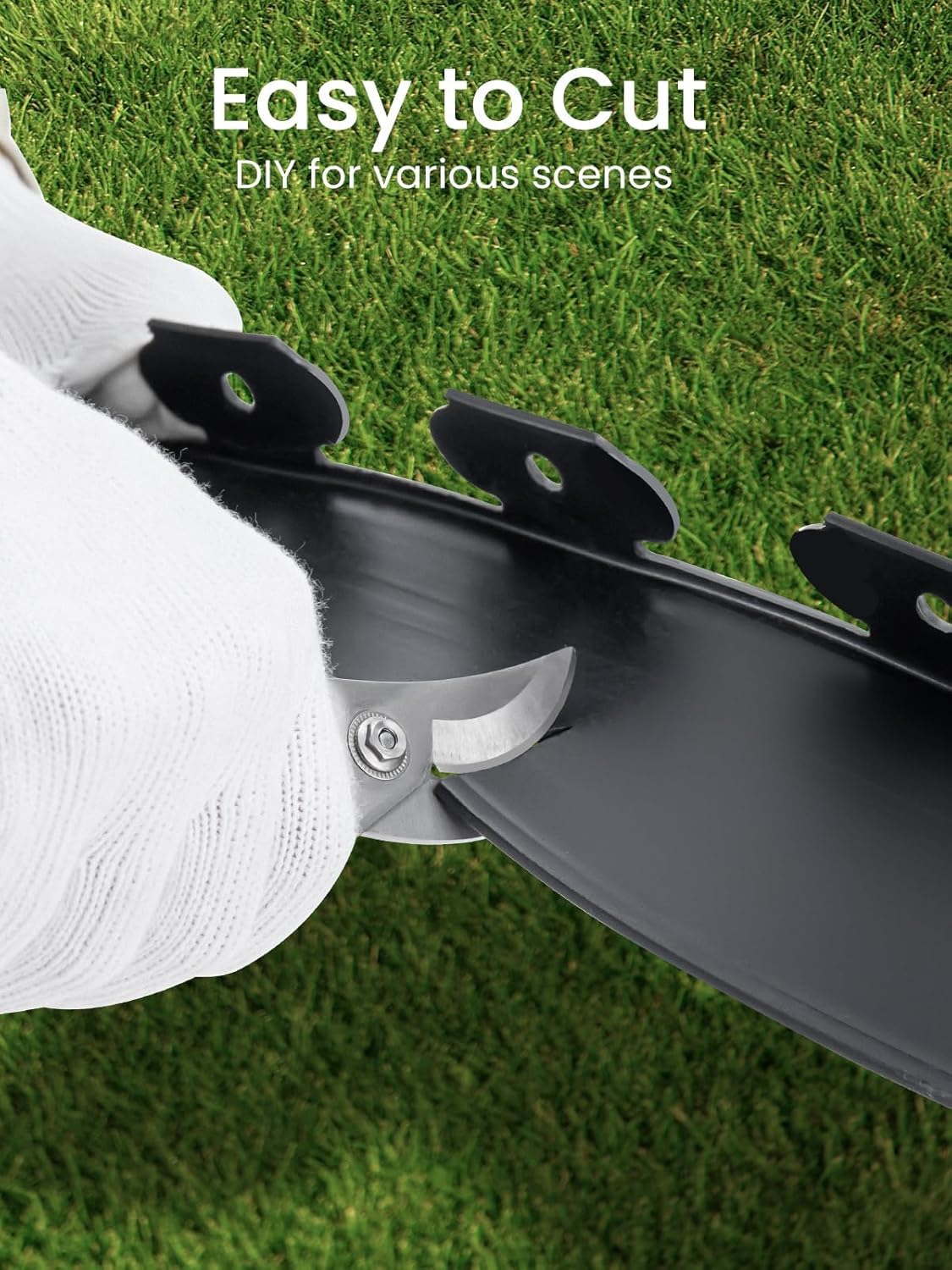 GROWNEER 200FT Landscape Edging Flexible 4 inch Tall Garden Border with 180pcs Galvanized Steel Anchoring Spikes and Hammer Lawn Edging Kit for Flower Bed, Pathway, Landscaping Project, Black